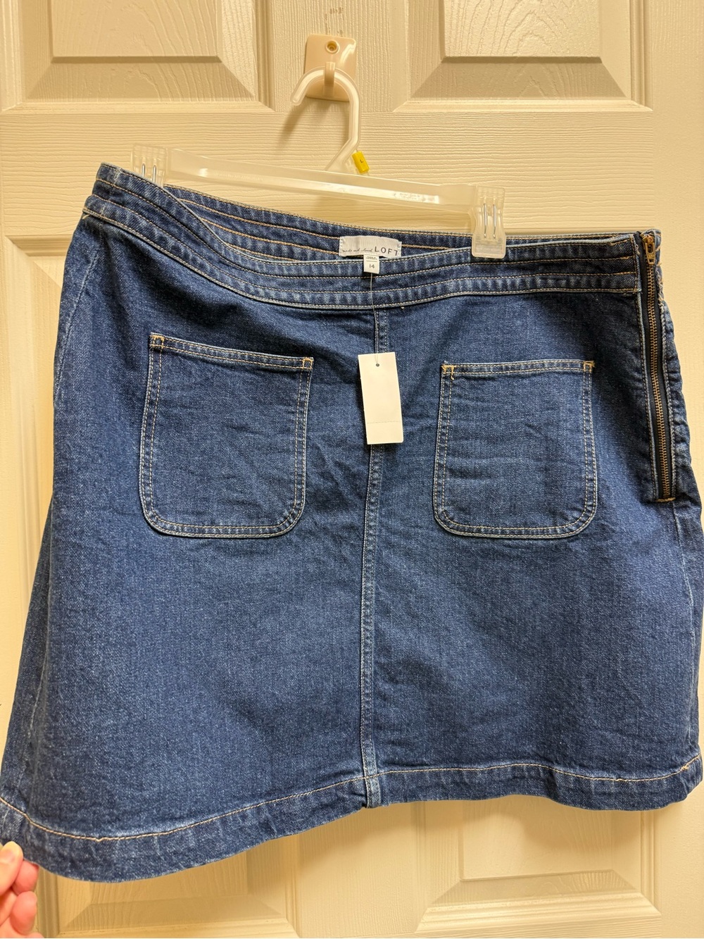 NWT LOFT Blue Denim Mini Skirt with Front Patch Pockets